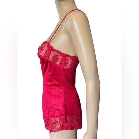 Formfit Vintage 70s Red Sheer Romantic Lace Button Up Lingerie Romper Teddie - Picture 4 of 11